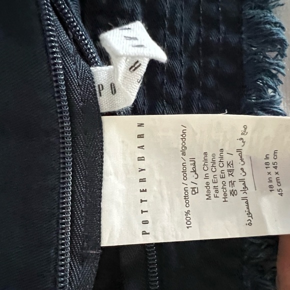 Pottery Barn Accents Pottery Barn Navy Cotton Fringe Pillow Cover